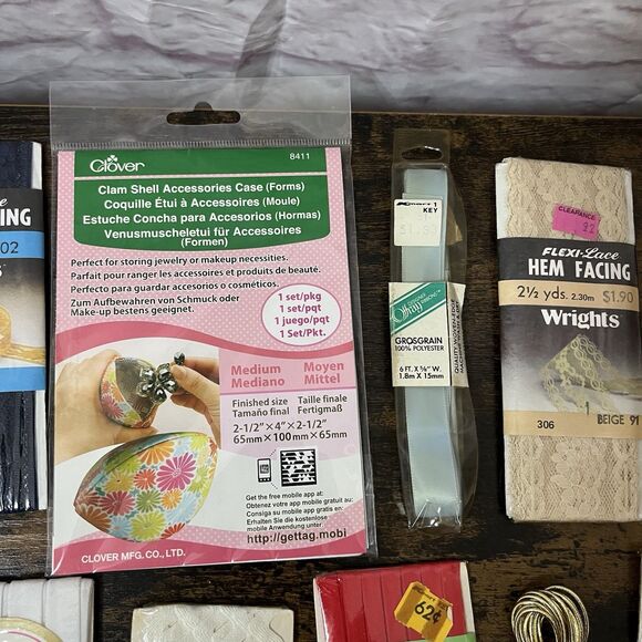 Vintage Craft Lot of 30 Wrights & More Sewing NOS Buttons Trim Rick Rack Piping - Picture 3 of 13